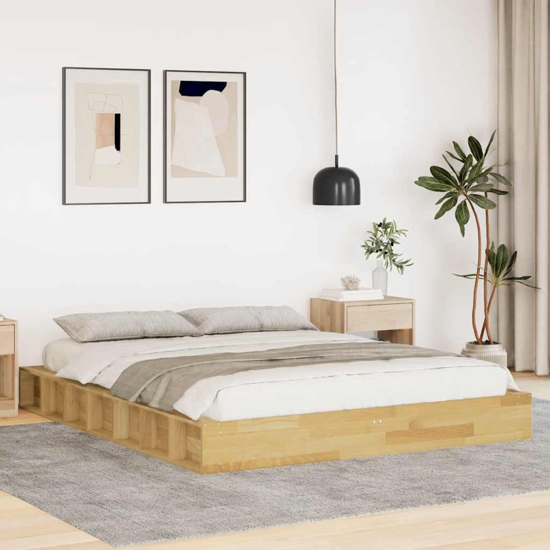 Cadre de lit sans matelas 150x200 cm bois massif de chne