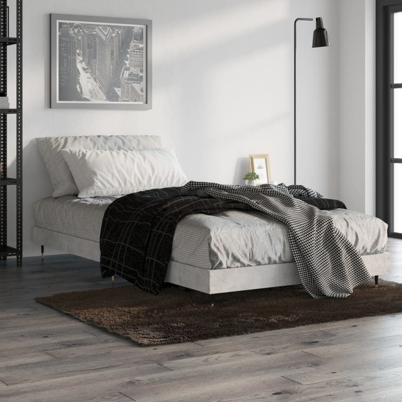 Cadre de lit sans matelas gris bton 90x200 cm