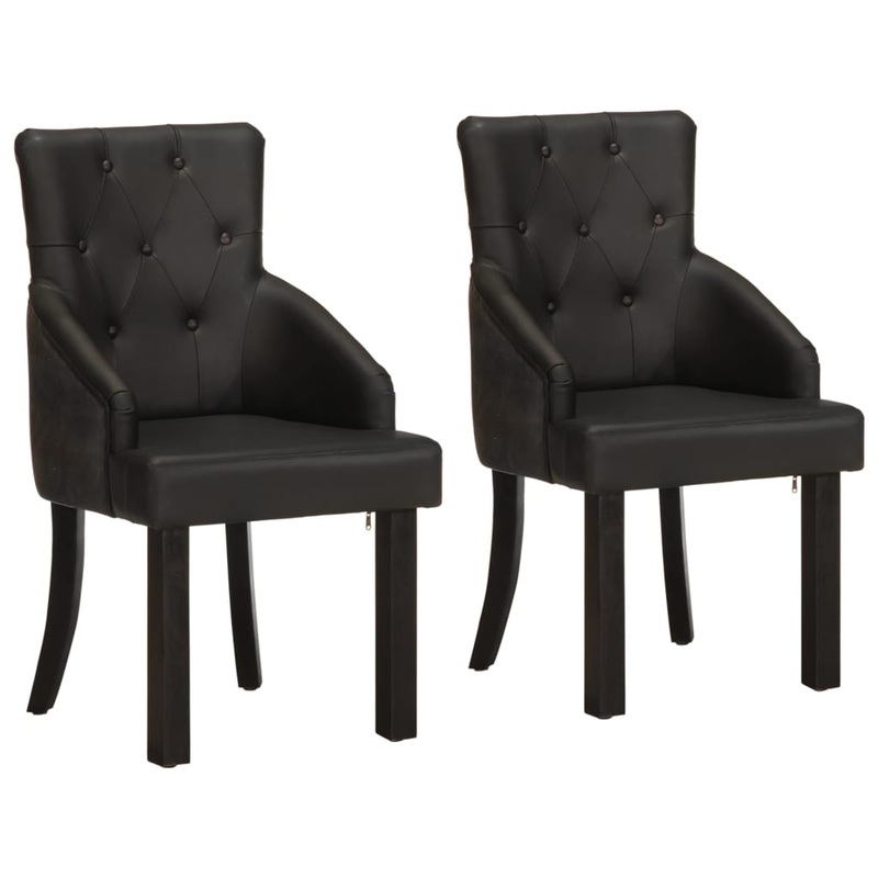Chaises  manger lot de 2 noir cuir de chvre vritable