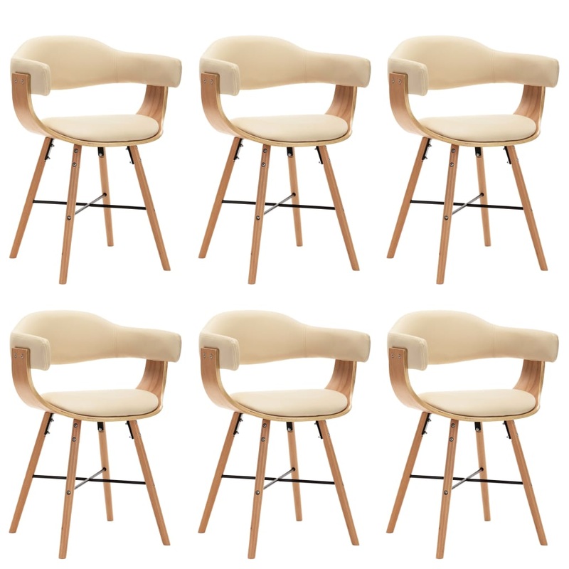 Chaises  manger lot de 6 crme similicuir et bois courb