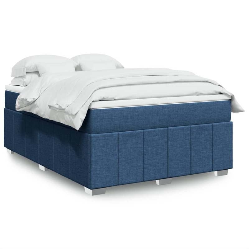 Sommier  lattes de lit avec matelas Bleu 160x200 cm Tissu