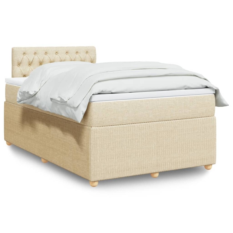 Sommier  lattes de lit avec matelas crme 120x190 cm tissu