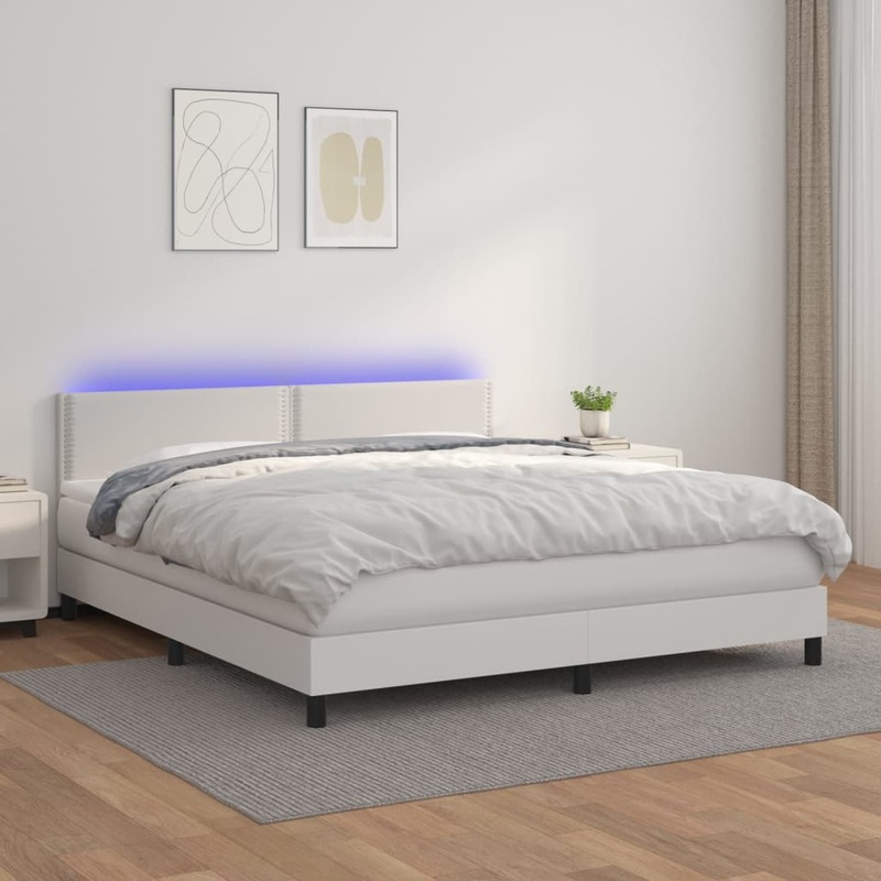 Sommier  lattes de lit avec matelas et LED Blanc 160x200 cm