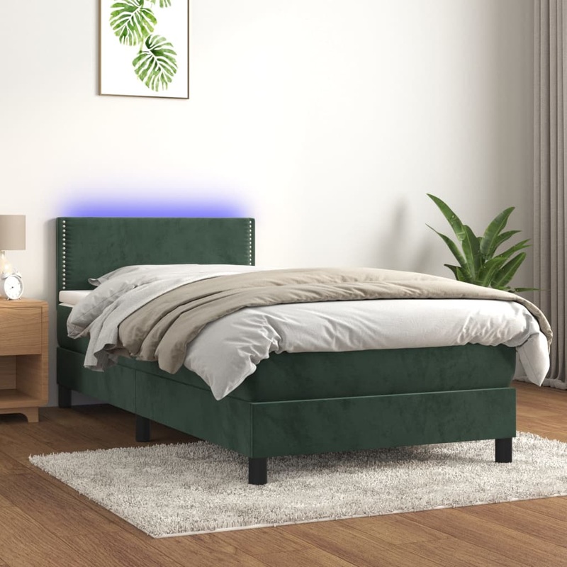 Sommier  lattes de lit avec matelas LED Vert fonc 100x200 cm