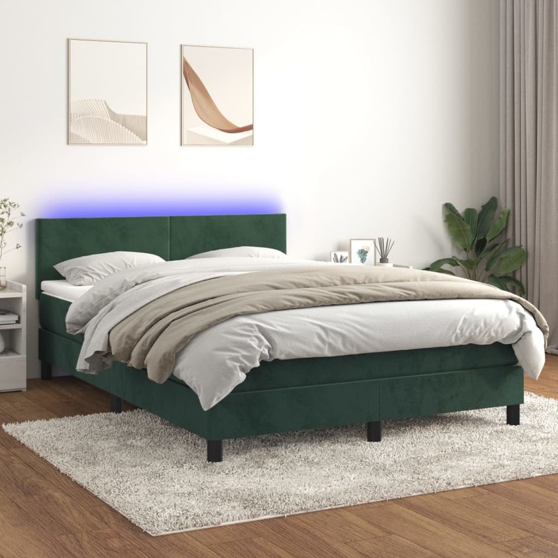 Sommier  lattes de lit avec matelas LED Vert fonc 140x190 cm