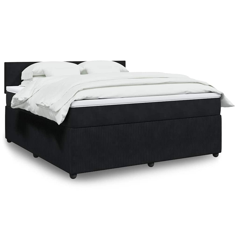Sommier  lattes de lit avec matelas Noir 180x200 cm Velours