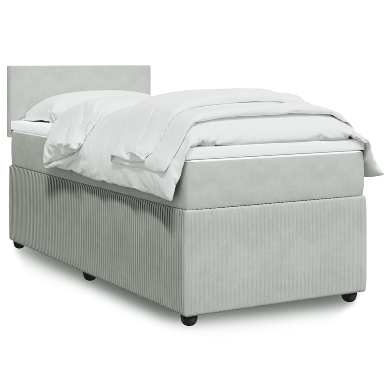 Sommier  lattes de lit et matelas Gris clair 100x200cm Velours