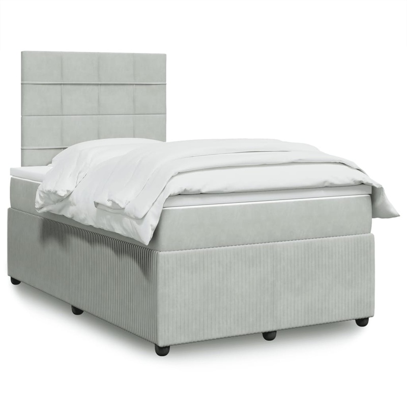 Sommier  lattes de lit et matelas gris clair 120x190cm velours