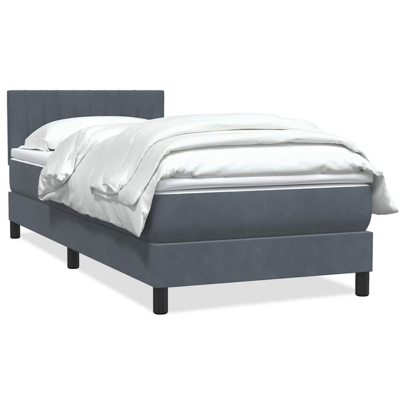 Sommier  lattes de lit et matelas gris fonc 100x220cm velours