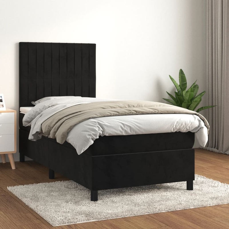 Sommier  lattes de lit et matelas Noir 80x200 cm Velours