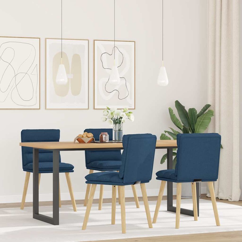 Chaises  manger lot de 4 bleu tissu