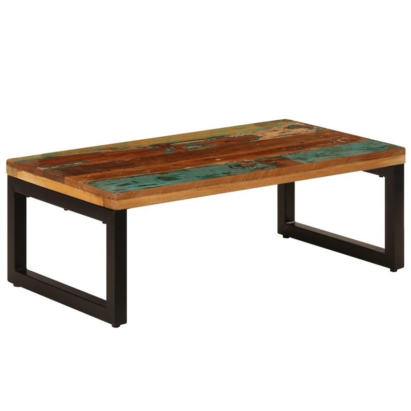 Table basse 100x50x35 cm Bois de rcupration solide et acier