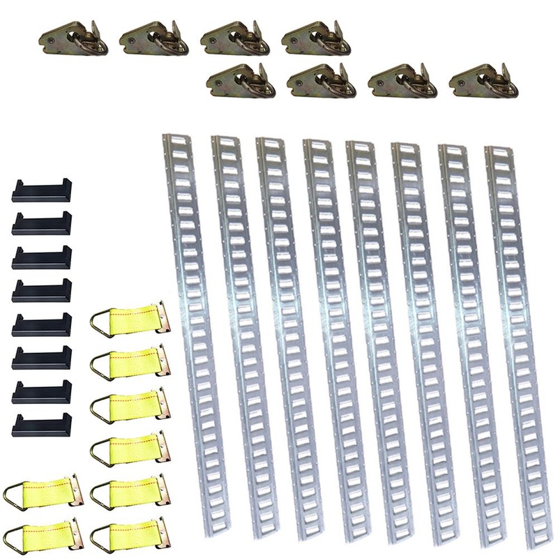32 Piece E-Track Kit For Cargo Tie-Down Trailer Semi Tie-Off Strap