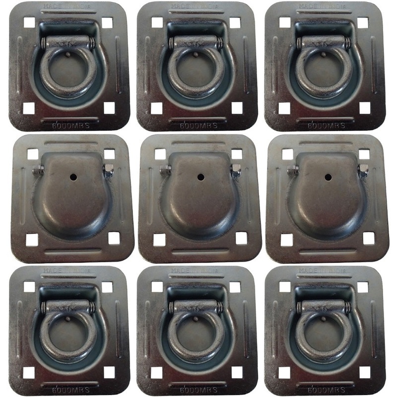 (9 Pk) Flush Mount D-Ring - 1.5" Recessed Tie-Down Anchor for Trailers Truck Car