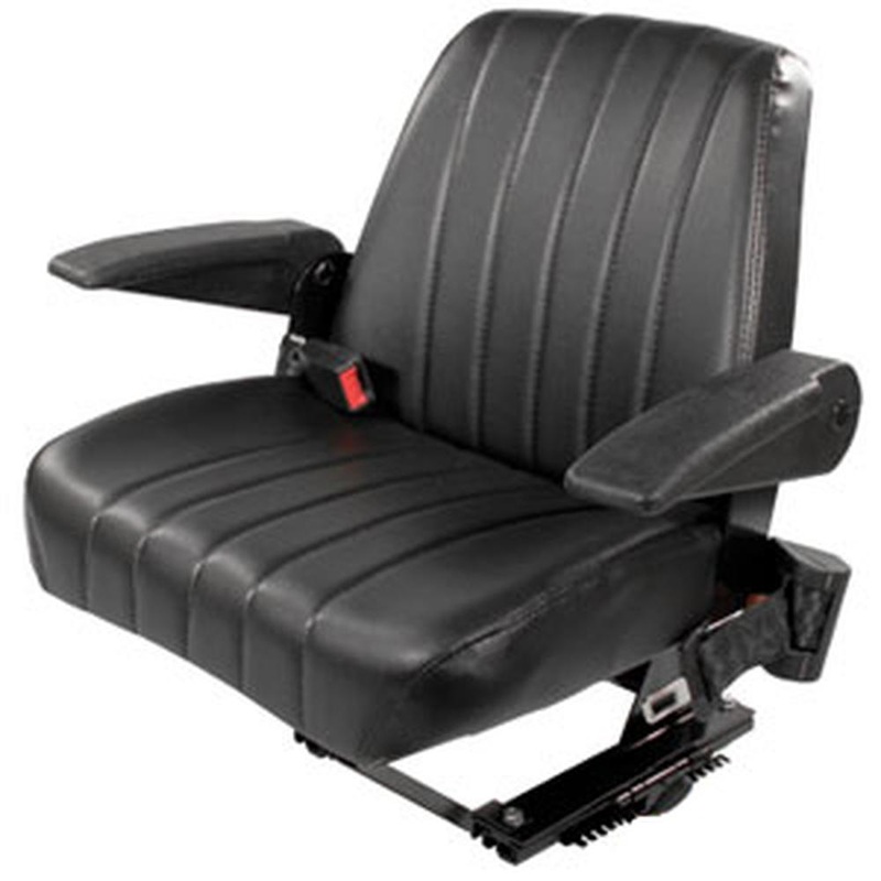 Black Vinyl Seat Assembly w/ Suspension Fits Kubota Replaces 3A011-85010