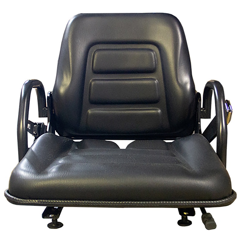 Black Vinyl Seat with Fold-Down Back Cushion 355202BK Fits ZTRs Forklifts & More