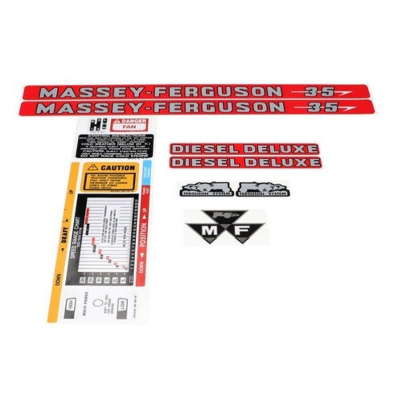 Decal Set - Deluxe Diesel 35 fits Massey Ferguson 35X
