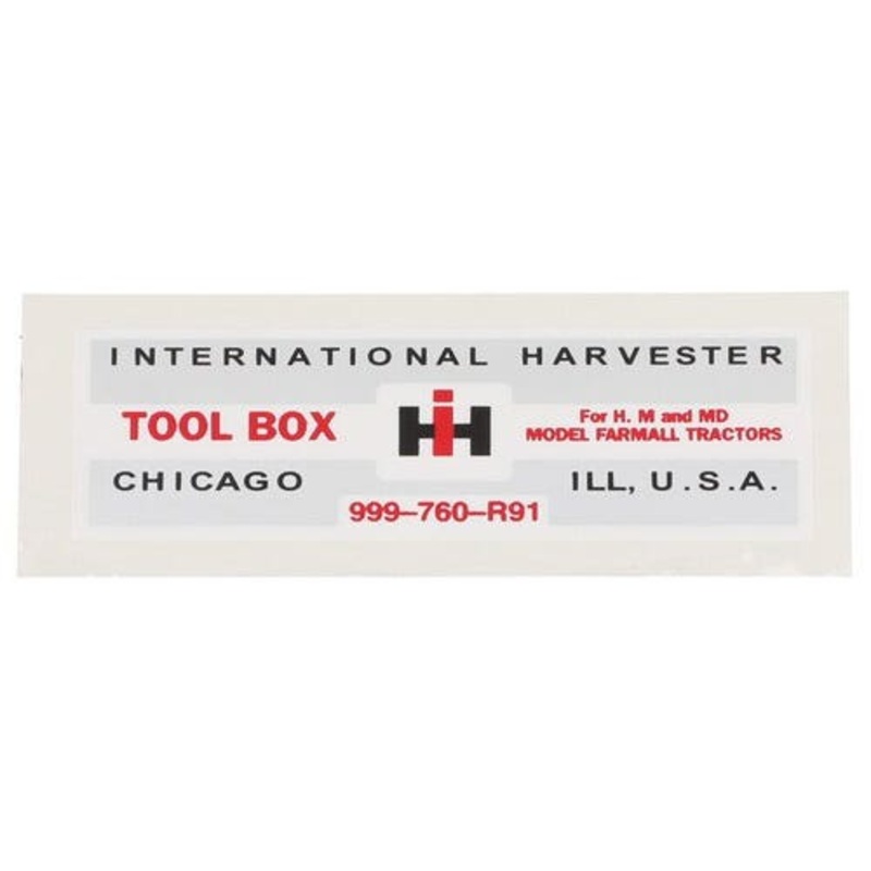 Tool Box Decal fits International H M MD Super H Super M Super MTA