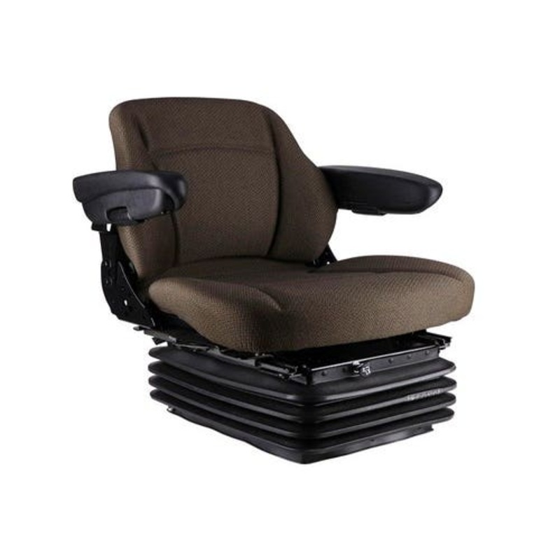 Seat Assembly - Air Suspension with Armrests 34.5" Back Fabric Brown fits John Deere 7210 7410 7600 7610 7700 7710 7800 7810 8100 8200 8210 8300 8400