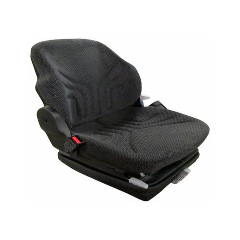 Seat Assembly - Grammar Style Mechanical Suspension Fabric Black fits John Deere 4320 7520 7810 RE251272 TCA17395 fits New Holland fits Case 84067648