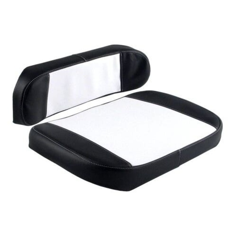 Seat Cushion Set - 2 Piece Vinyl Black/White fits International 424 544 656 664 2424 2544 2656 2424