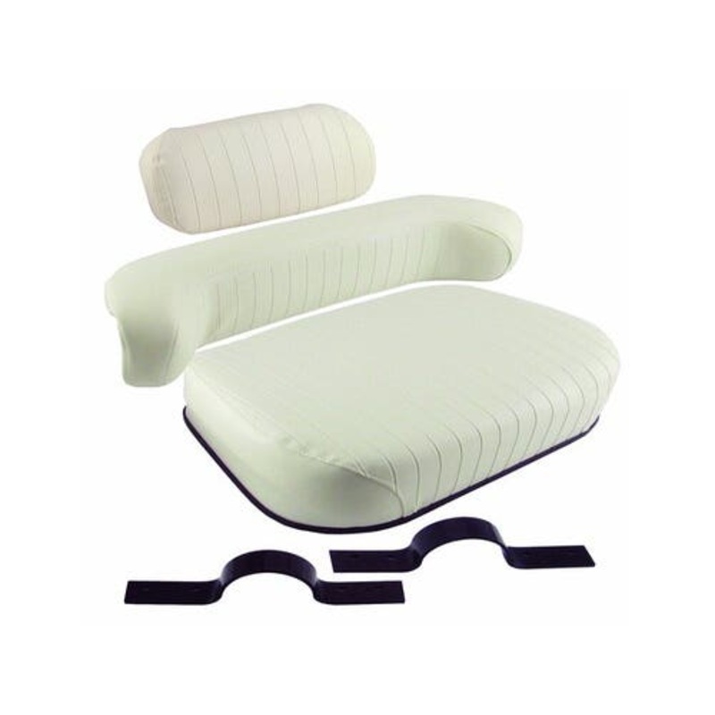 Seat Cushion Set with Brackets - 3 Piece Embossed Vinyl Cream fits White 2-70 2-85 2-105 2-150 fits Oliver 1650 fits Minneapolis Moline G955 G1355