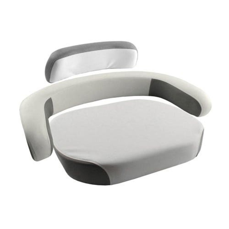 Seat Cushion Set with Brackets - 3 Piece Vinyl Gray/White fits Massey Ferguson 1100 1130 1150 1500 1800 1031155M91