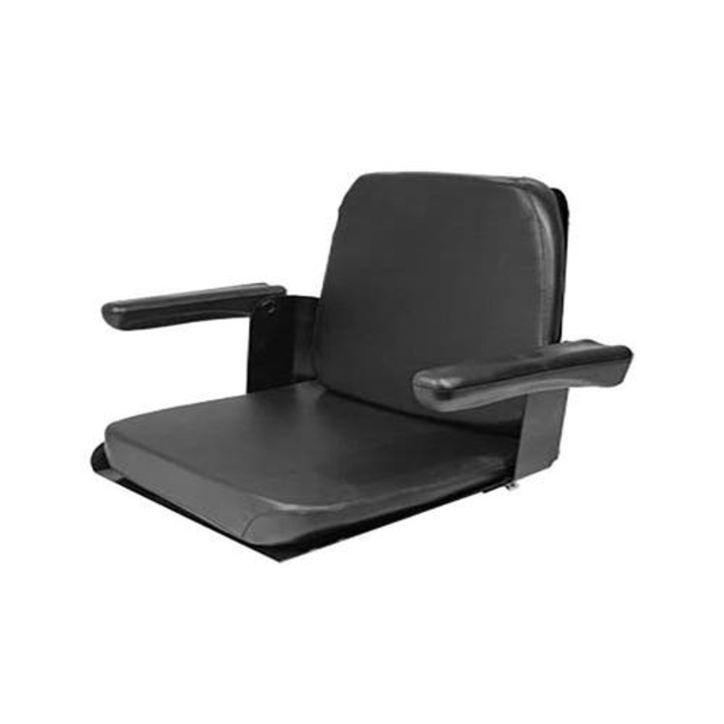 Seat Assembly with Flip-Up Armrest Vinyl Black fits John Deere 840 fits Case fits International fits Massey Ferguson 1105 1130 fits Allis Chalmers