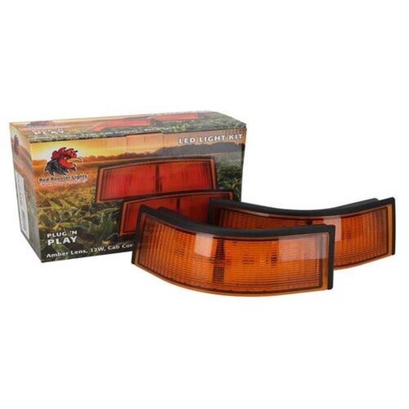 Red Rooster LED Light Kit 12W Cab Corner Amber Lens - Right Hand and Left Hand fits John Deere 7210 7410 7610 7700 7710 7810 8100 8200 8300 RE55150