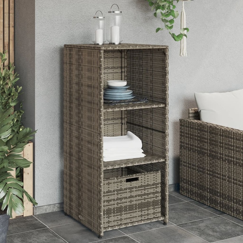 Armoire de rangement de jardin gris 50x55x115 cm rsine tresse
