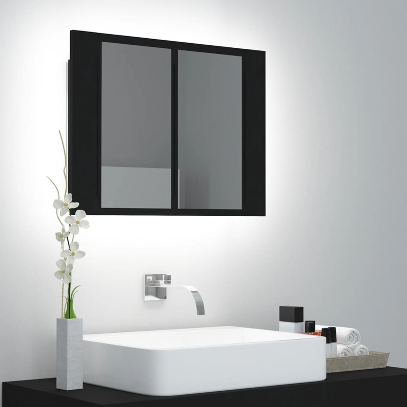 Armoire  miroir de salle de bain LED Noir 60x12x45 Acrylique