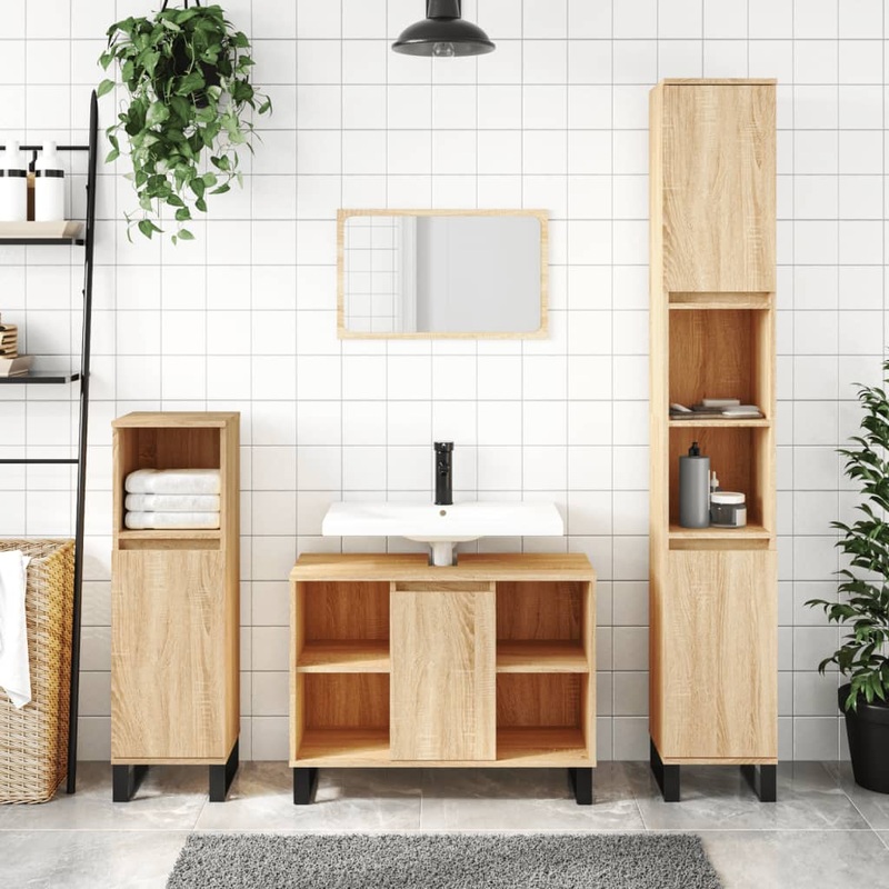 Armoire salle de bain chne sonoma 80x33x60cm bois d'ingnierie