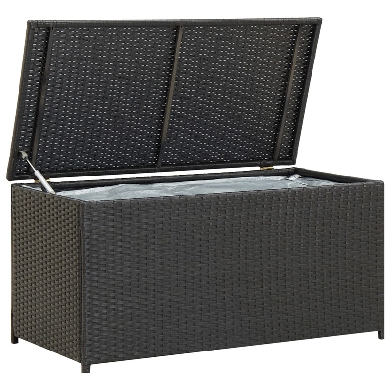 Bote de rangement de jardin rsine tresse 100x50x50 cm noir