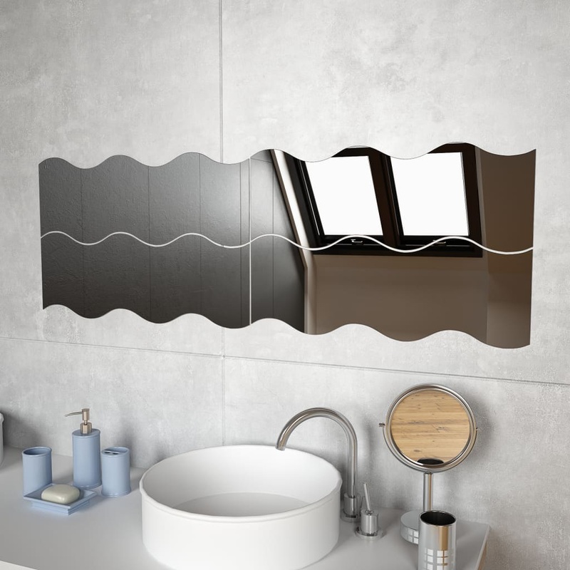 Miroir mural 4 pcs 60 x 18,5 cm Ondul Verre