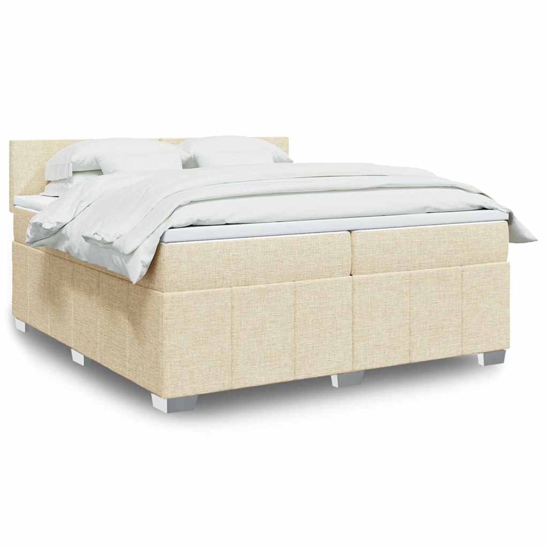 Sommier  lattes de lit avec matelas Crme 200x200 cm Tissu