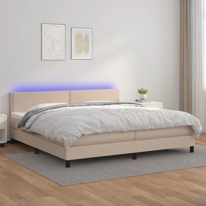 Sommier  lattes de lit avec matelas LED Cappuccino 200x200 cm