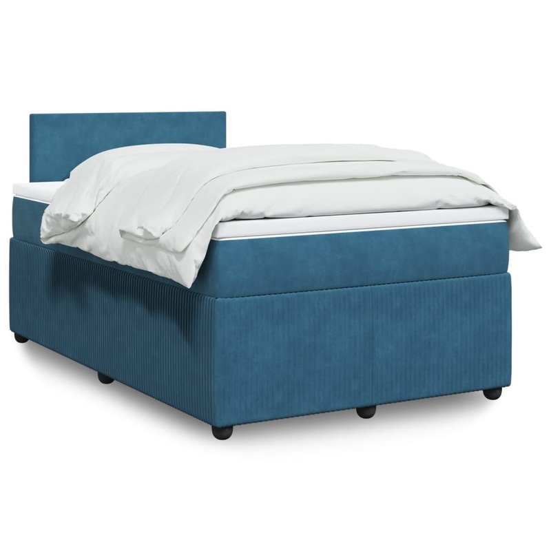 Sommier  lattes de lit et matelas bleu 120x200 cm velours