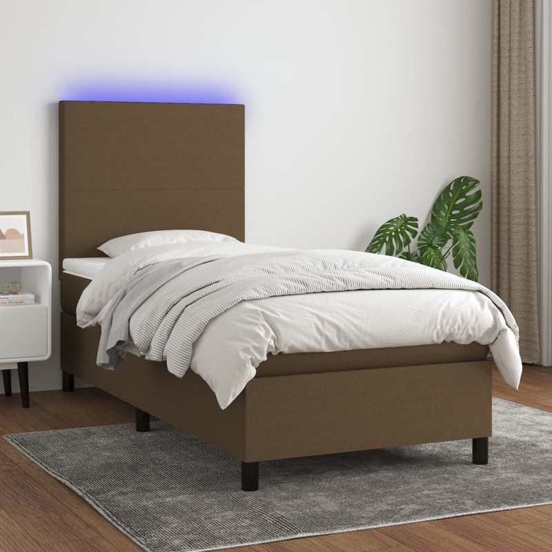 Sommier  lattes de lit et matelas LED Marron fonc 100x200 cm
